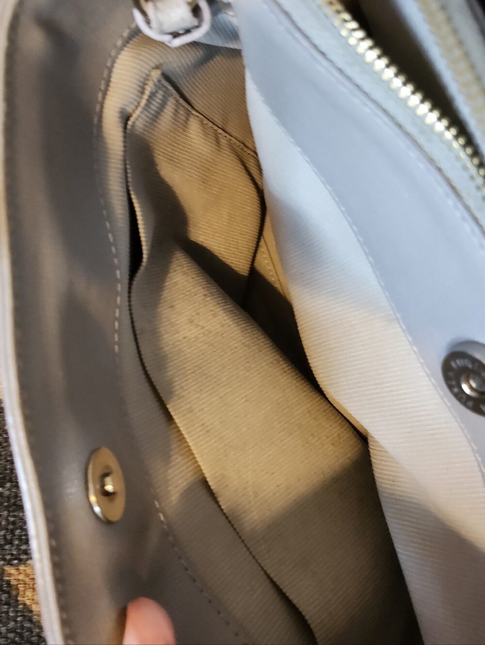 Sale🥳 Furla Mini Crossbody Satchel Bag - Light Grey Saffiano Leather - Picture 7 of 11